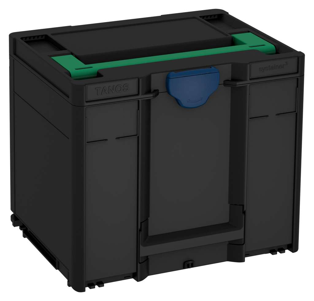 Systainer³ M 337, Black with Signal Green lid handle and Sapphire Blue catches