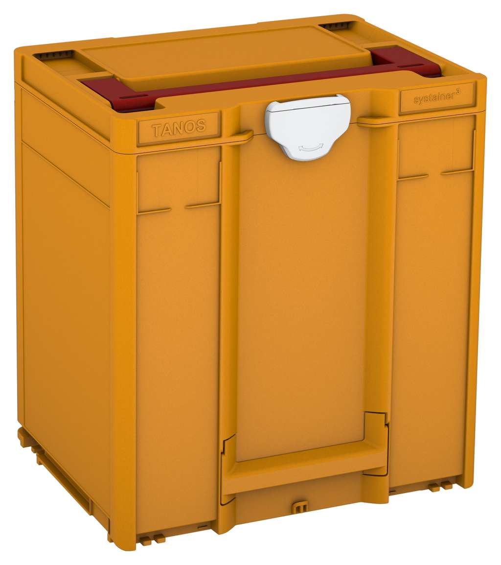 Systainer³ M 437, Daffodil Yellow with Carmine Red lid handle and Light Grey catches