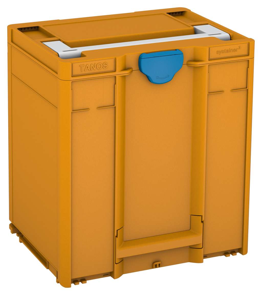 Systainer³ M 437, Daffodil Yellow with Light Grey lid handle and Sky Blue catches