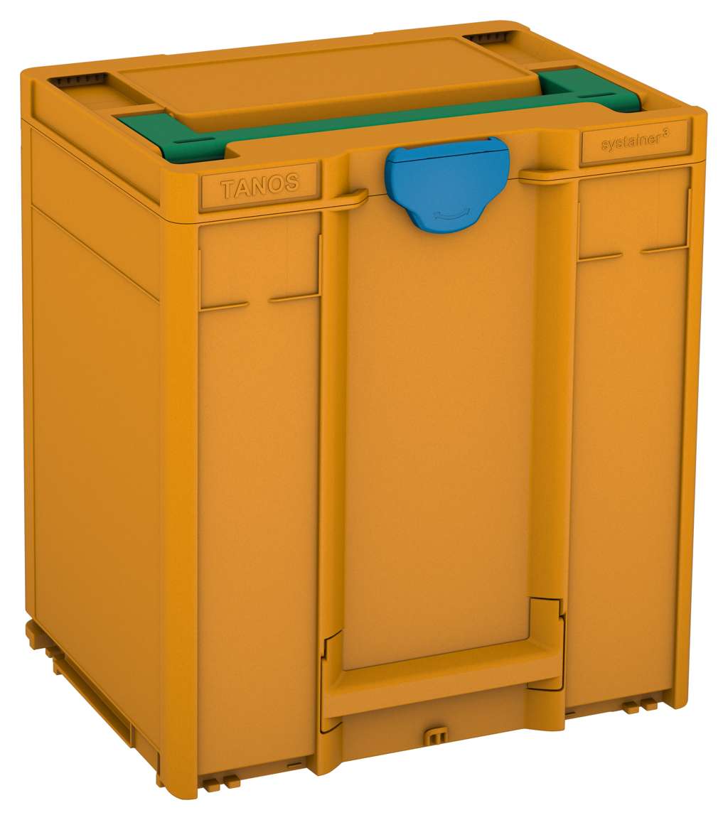 Systainer³ M 437, Daffodil Yellow with Signal Green lid handle and Sky Blue catches