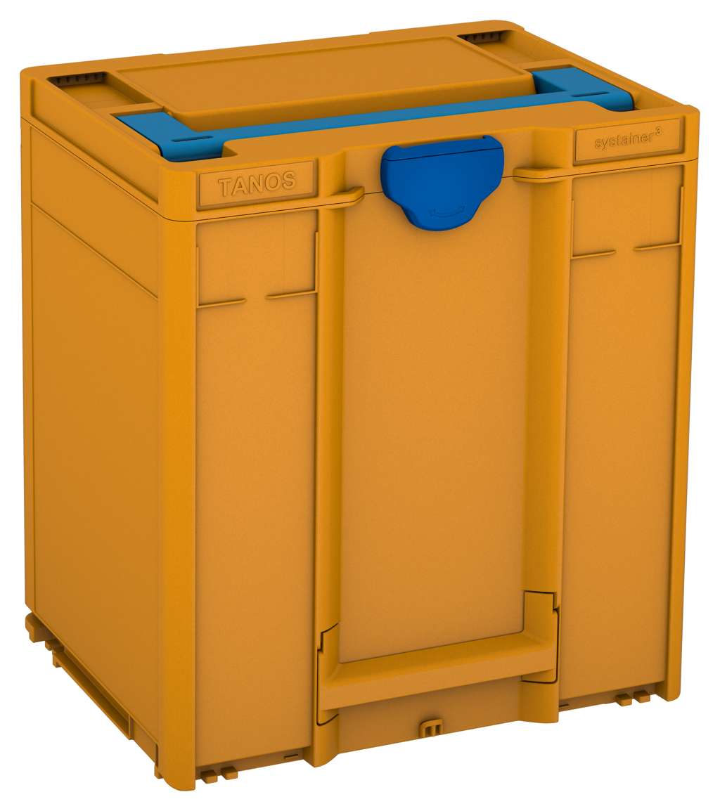Systainer³ M 437, Daffodil Yellow with Sky Blue lid handle and Signal Blue catches