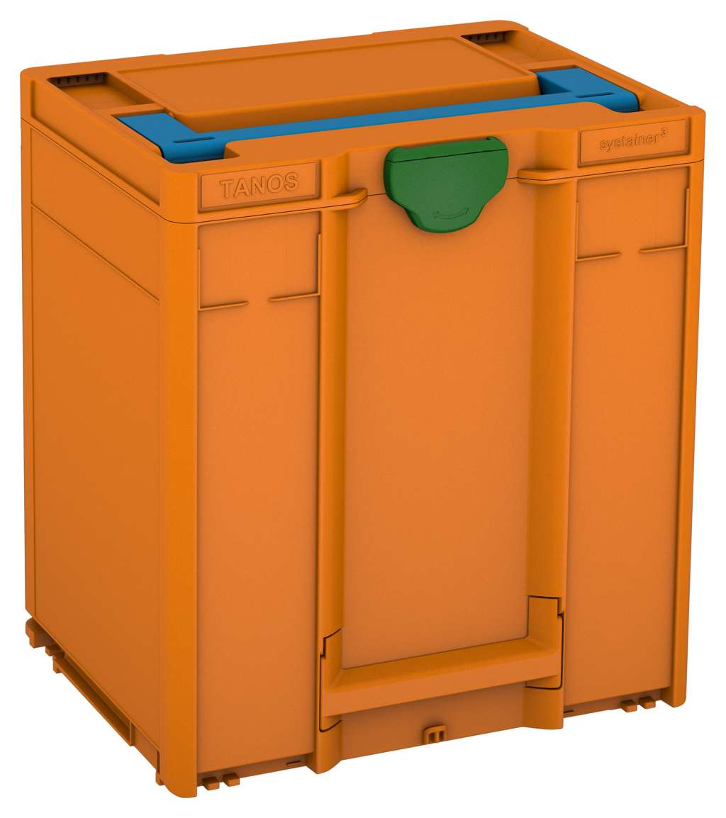 Systainer³ M 437, Deep Orange with Sky Blue lid handle and Emerald Green catches