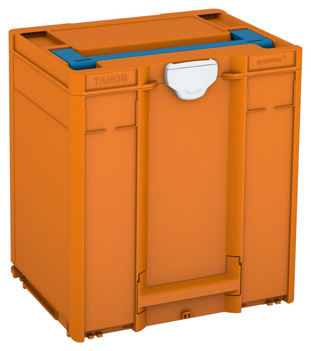 Systainer³ M 437, Deep Orange with Sky Blue lid handle and Light Grey catches