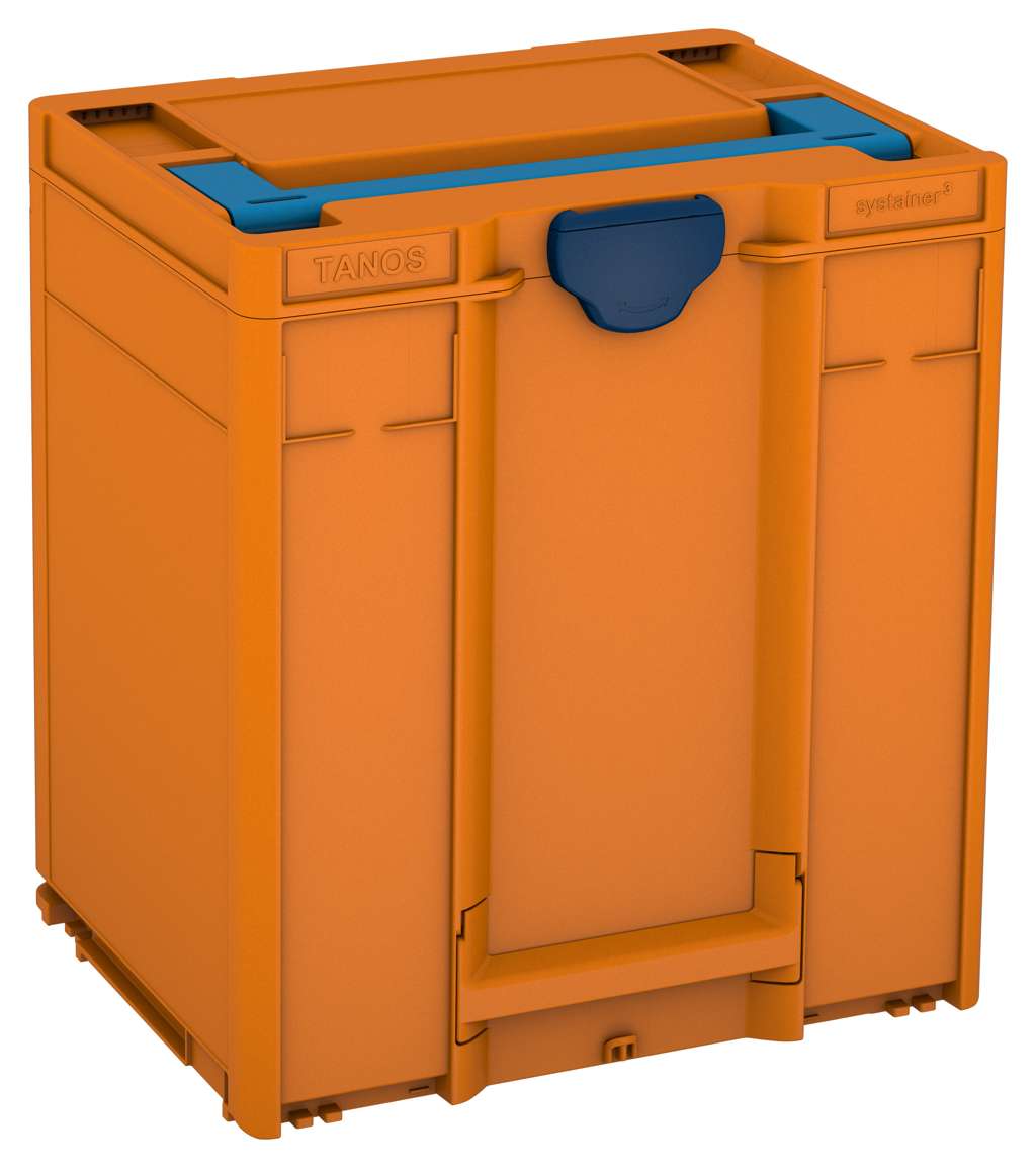 Systainer³ M 437, Deep Orange with Sky Blue lid handle and Sapphire Blue catches