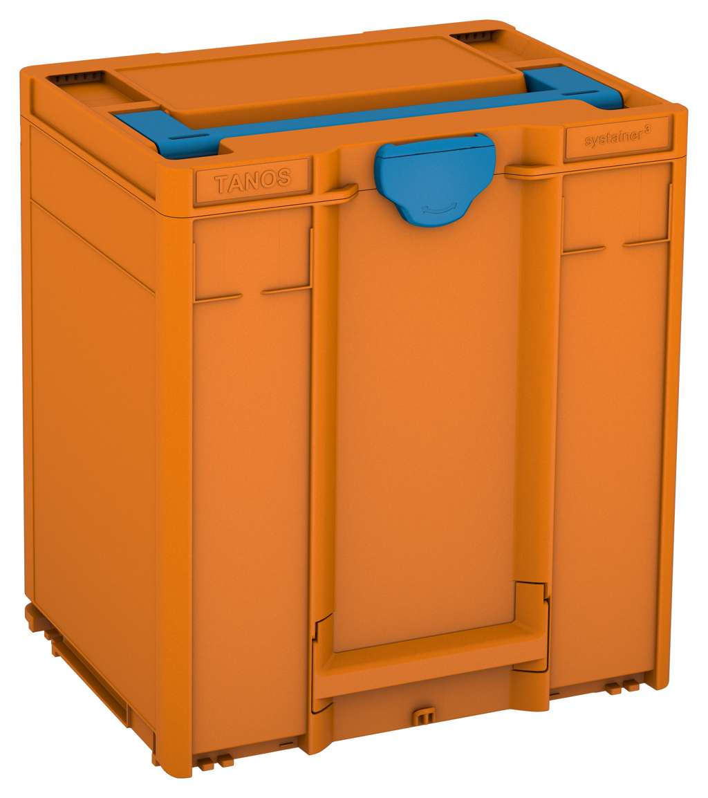 Systainer³ M 437, Deep Orange with Sky Blue lid handle and Sky Blue catches
