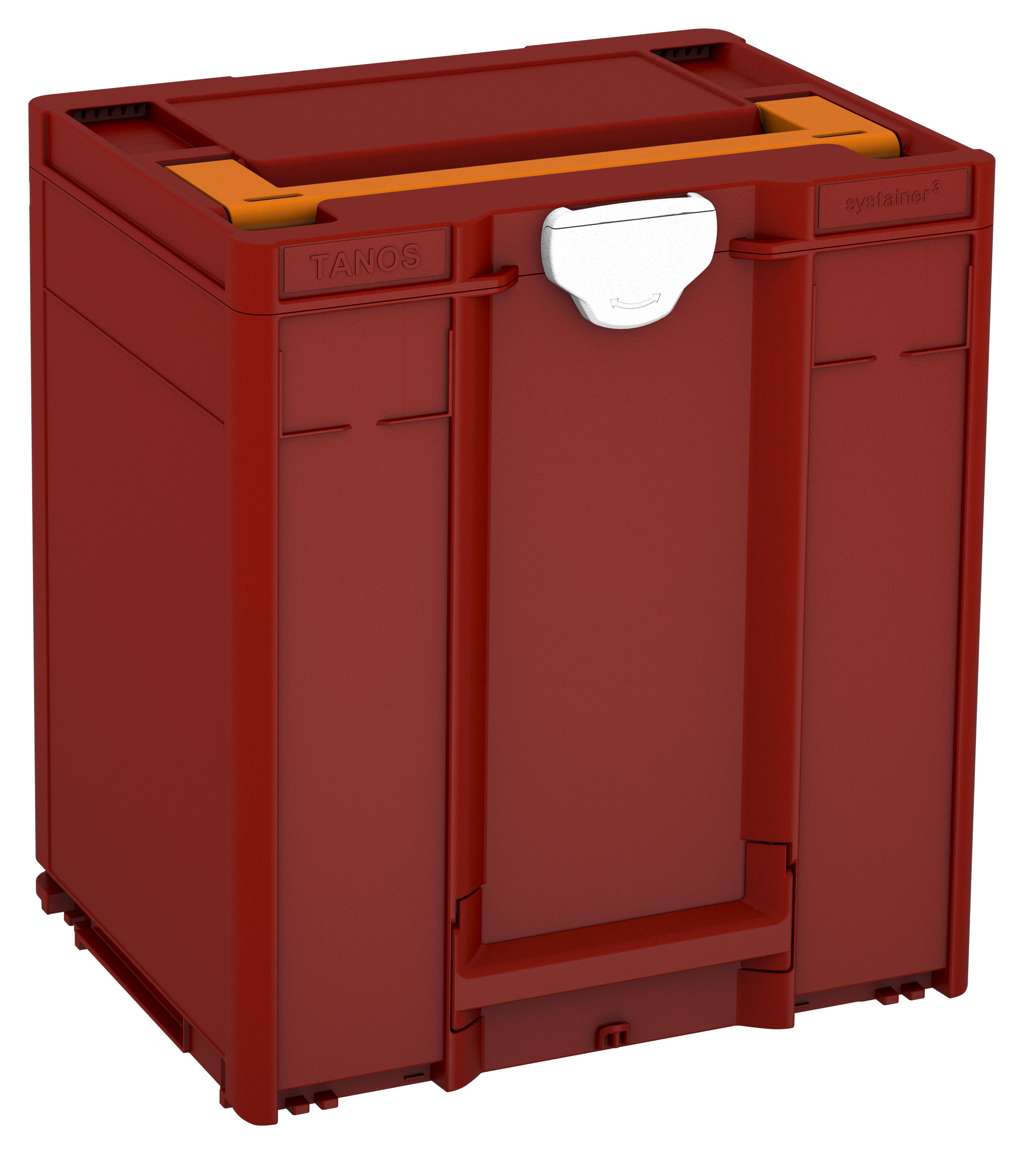 Systainer³ M 437, Carmine Red with Deep Orange lid handle and White catches