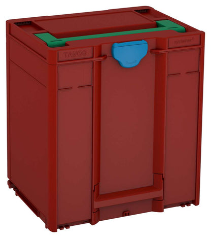 Systainer³ M 437, Carmine Red with Signal Green lid handle and Sky Blue catches