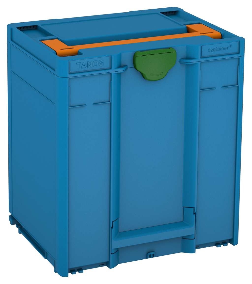 Systainer³ M 437, Sky Blue with Deep Orange lid handle and Emerald Green catches