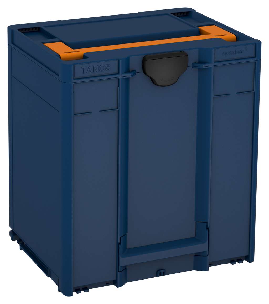 Systainer³ M 437, Sapphire Blue with Deep Orange lid handle and Black catches