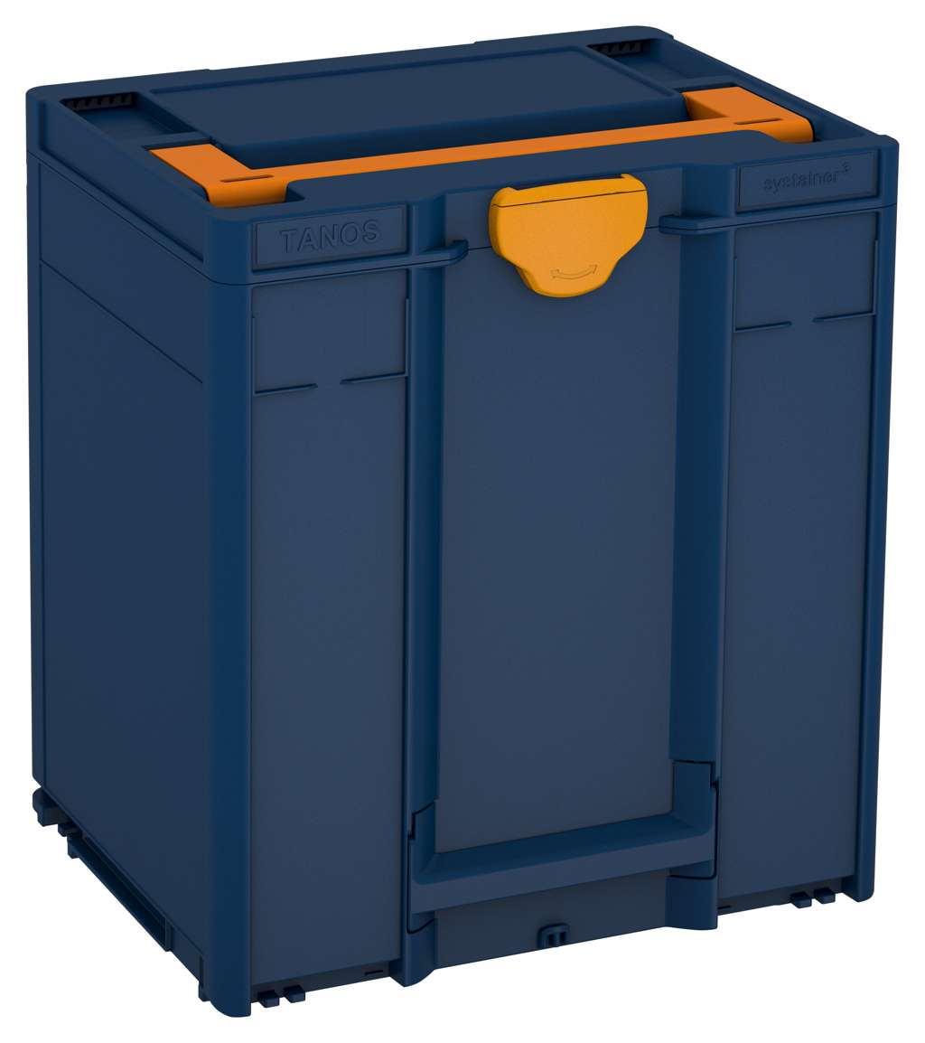 Systainer³ M 437, Sapphire Blue with Deep Orange lid handle and Daffodil Yellow catches