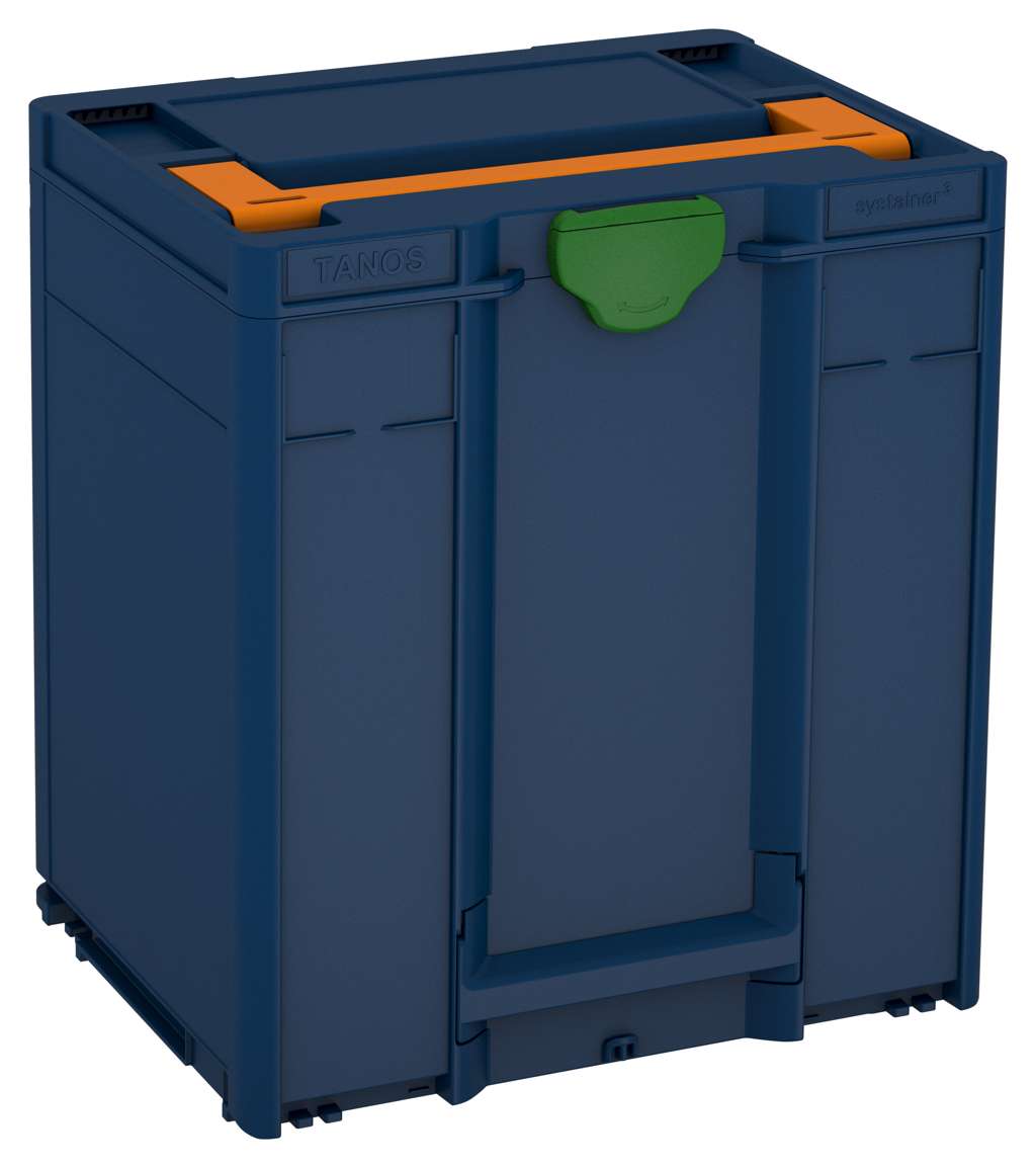 Systainer³ M 437, Sapphire Blue with Deep Orange lid handle and Emerald Green catches
