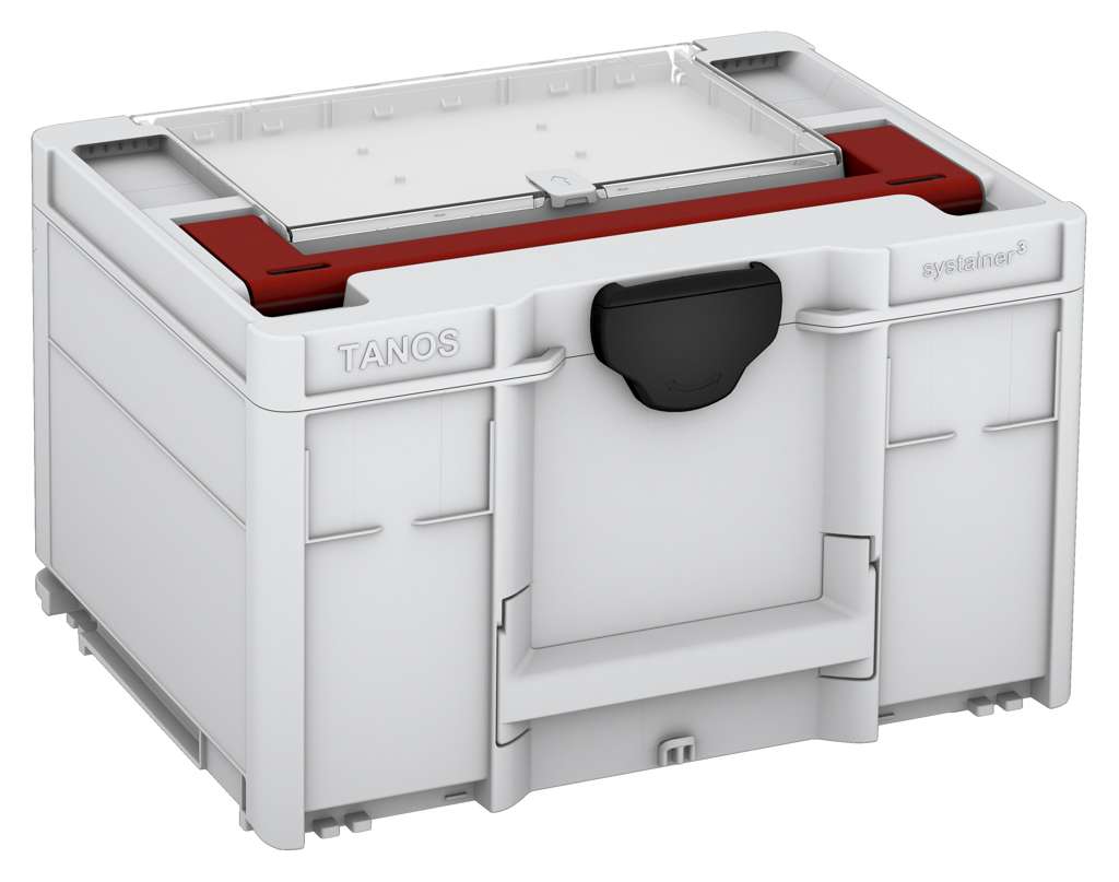 Systainer³ Lid Compartment M 237, Light Grey with Carmine Red lid handle and Black catches