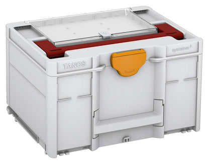 Systainer³ Lid Compartment M 237, Light Grey with Carmine Red lid handle and Daffodil Yellow catches