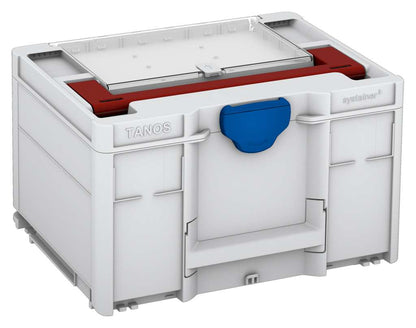 Systainer³ Lid Compartment M 237, Light Grey with Carmine Red lid handle and Signal Blue catches