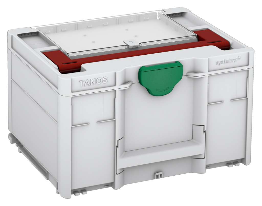 Systainer³ Lid Compartment M 237, Light Grey with Carmine Red lid handle and Signal Green catches