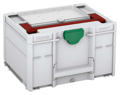 Systainer³ Lid Compartment M 237, Light Grey with Carmine Red lid handle and Signal Green catches
