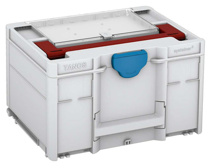 Systainer³ Lid Compartment M 237, Light Grey with Carmine Red lid handle and Sky Blue catches