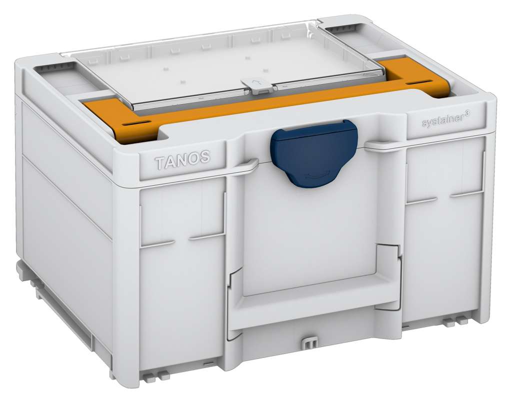 Systainer³ Lid Compartment M 237, Light Grey with Daffodil Yellow lid handle and Sapphire Blue catches
