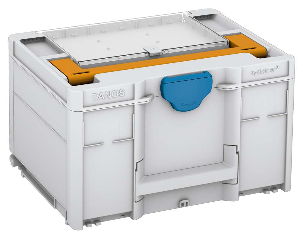 Systainer³ Lid Compartment M 237, Light Grey with Daffodil Yellow lid handle and Sky Blue catches