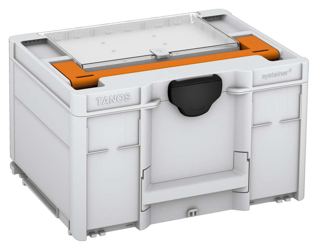 Systainer³ Lid Compartment M 237, Light Grey with Deep Orange lid handle and Black catches