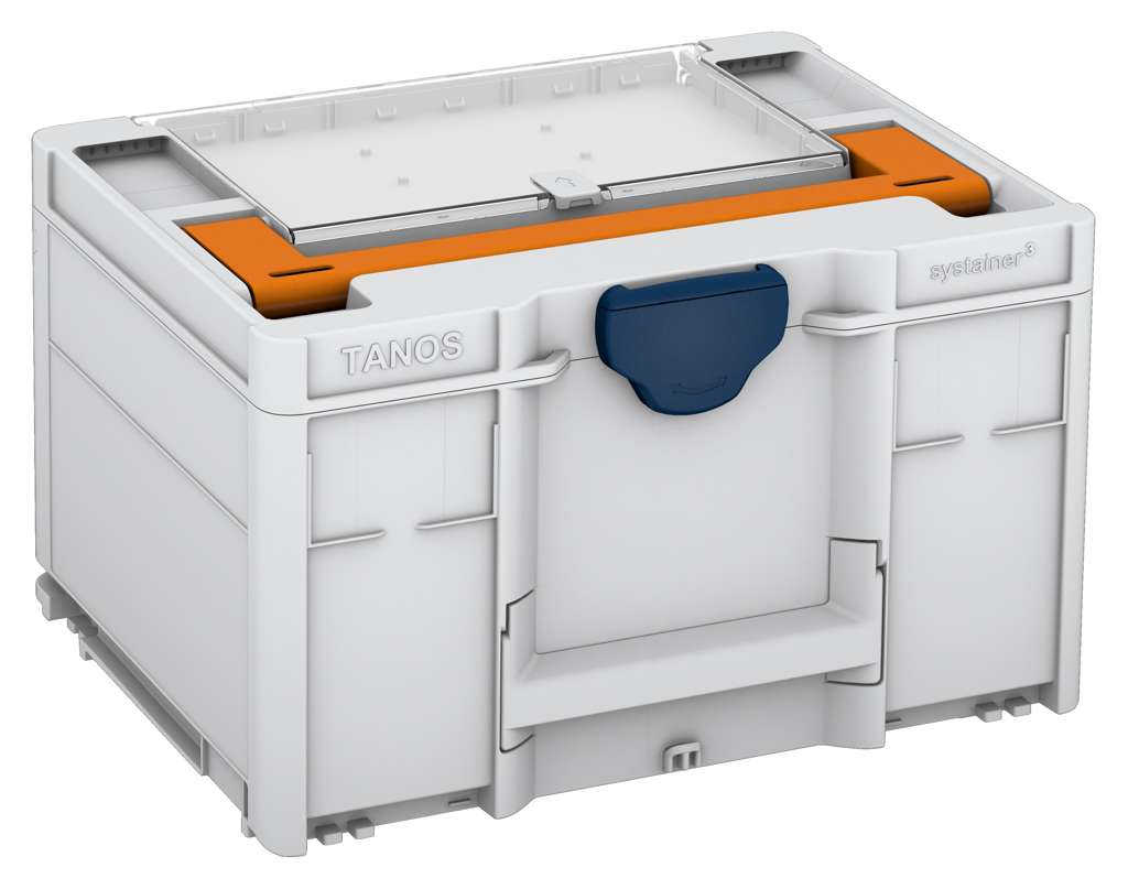 Systainer³ Lid Compartment M 237, Light Grey with Deep Orange lid handle and Sapphire Blue catches