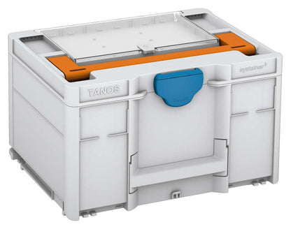 Systainer³ Lid Compartment M 237, Light Grey with Deep Orange lid handle and Sky Blue catches