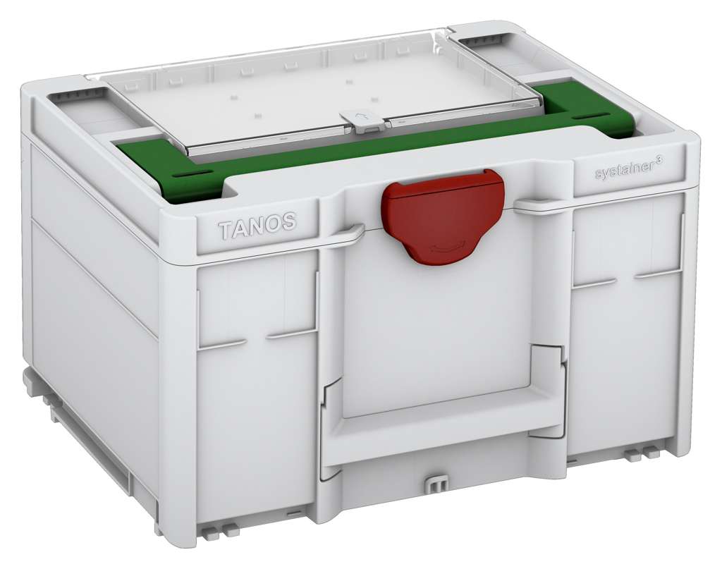 Systainer³ Lid Compartment M 237, Light Grey with Emerald Green lid handle and Carmine Red catches