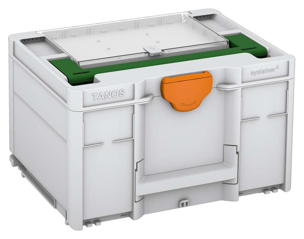 Systainer³ Lid Compartment M 237, Light Grey with Emerald Green lid handle and Deep Orange catches