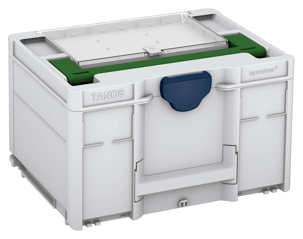 Systainer³ Lid Compartment M 237, Light Grey with Emerald Green lid handle and Sapphire Blue catches