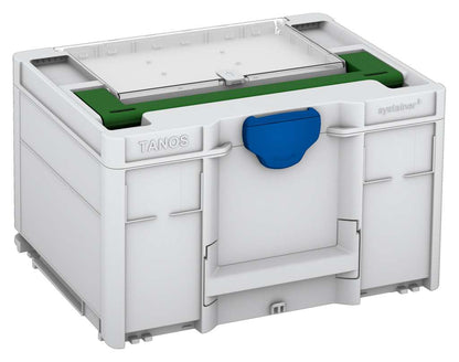 Systainer³ Lid Compartment M 237, Light Grey with Emerald Green lid handle and Signal Blue catches
