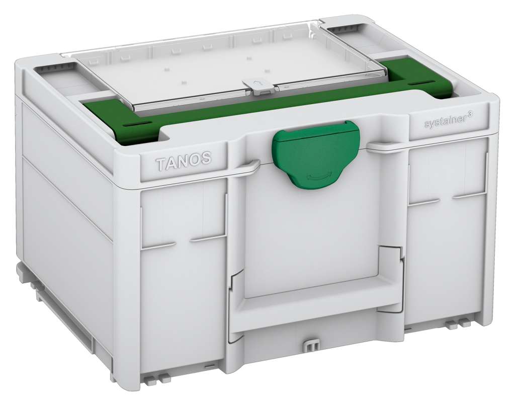 Systainer³ Lid Compartment M 237, Light Grey with Emerald Green lid handle and Signal Green catches