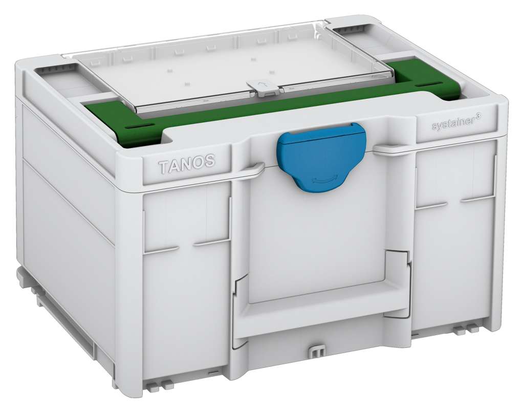 Systainer³ Lid Compartment M 237, Light Grey with Emerald Green lid handle and Sky Blue catches