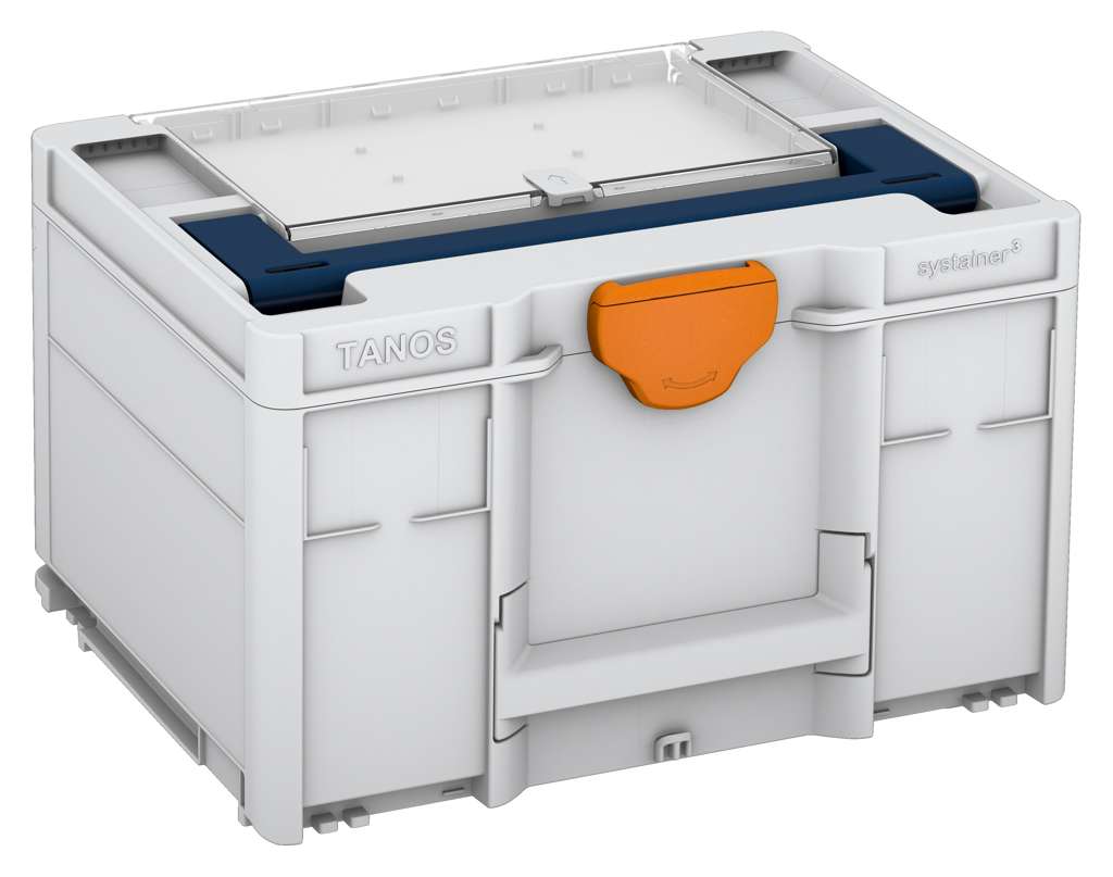 Systainer³ Lid Compartment M 237, Light Grey with Sapphire Blue lid handle and Deep Orange catches