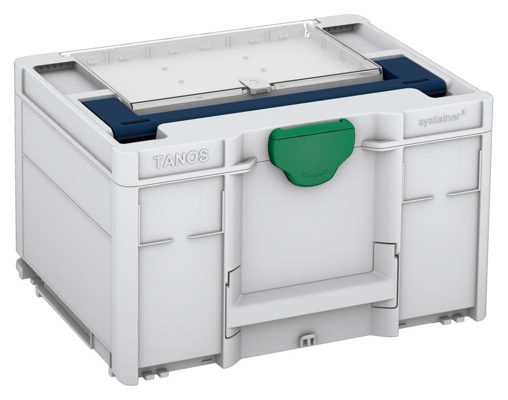 Systainer³ Lid Compartment M 237, Light Grey with Sapphire Blue lid handle and Signal Green catches