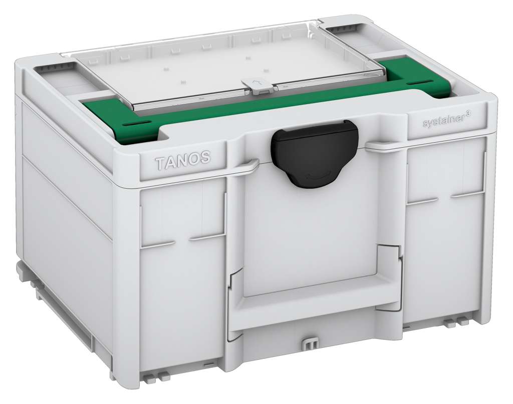 Systainer³ Lid Compartment M 237, Light Grey with Signal Green lid handle and Black catches