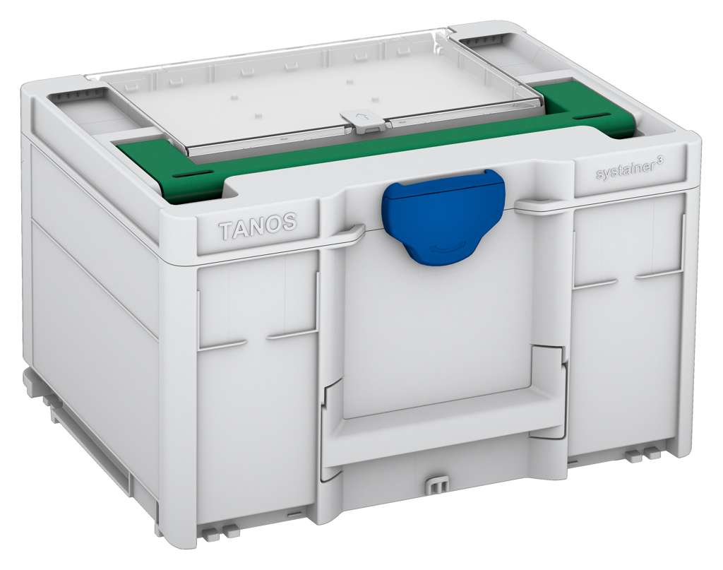Systainer³ Lid Compartment M 237, Light Grey with Signal Green lid handle and Signal Blue catches