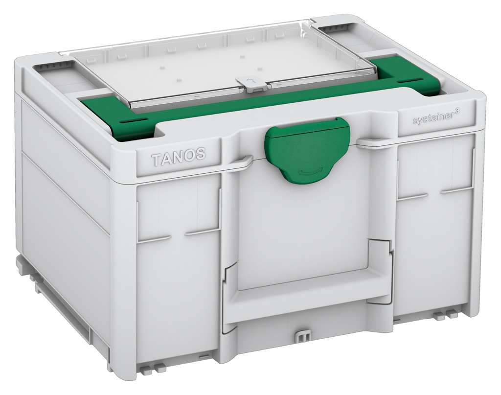 Systainer³ Lid Compartment M 237, Light Grey with Signal Green lid handle and Signal Green catches