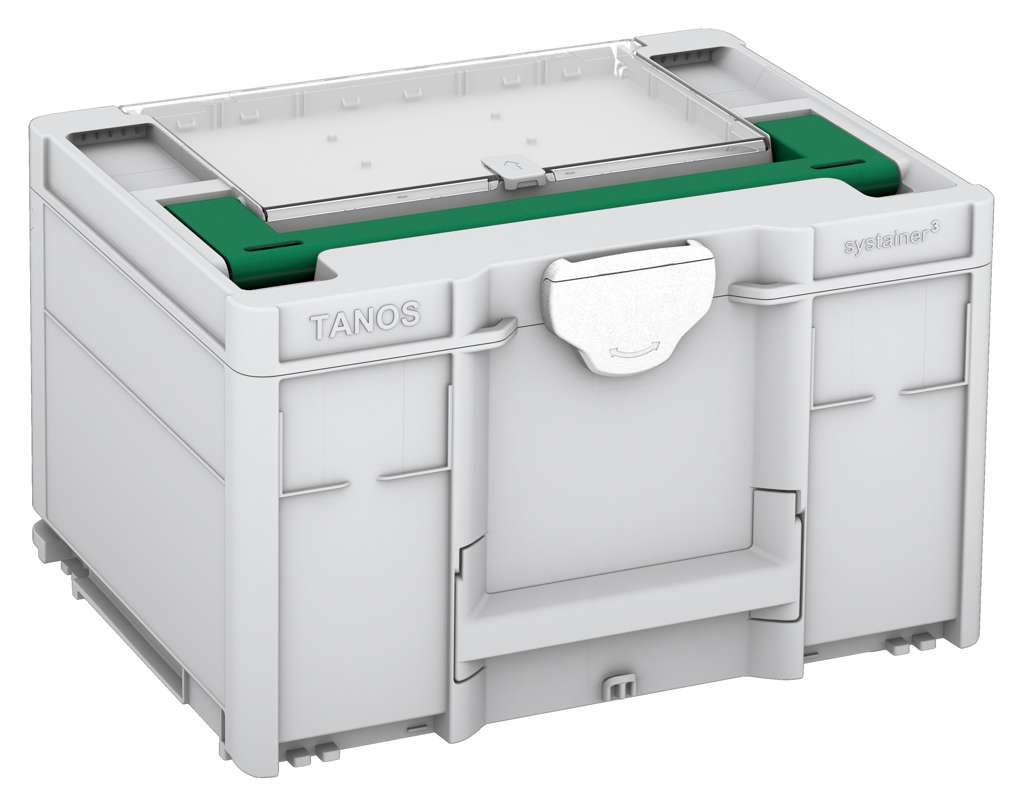 Systainer³ Lid Compartment M 237, Light Grey with Signal Green lid handle and White catches