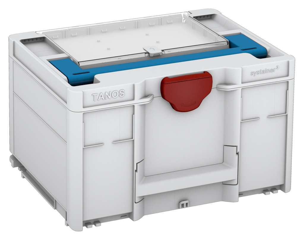 Systainer³ Lid Compartment M 237, Light Grey with Sky Blue lid handle and Carmine Red catches