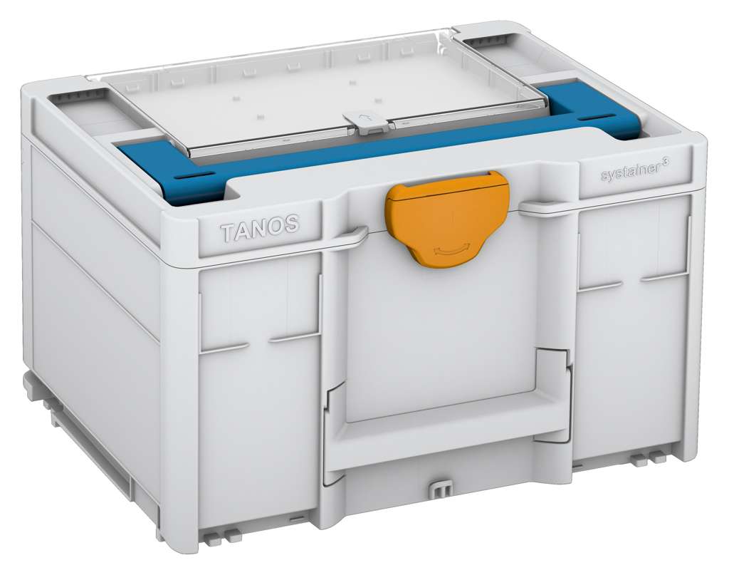 Systainer³ Lid Compartment M 237, Light Grey with Sky Blue lid handle and Daffodil Yellow catches