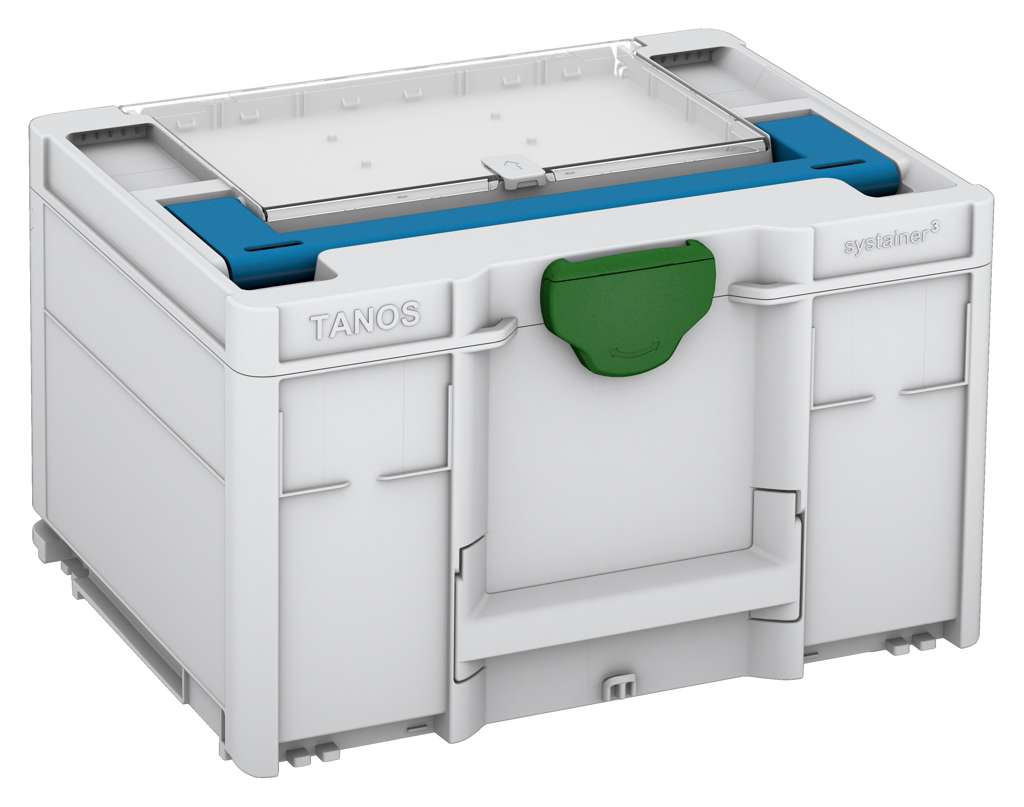 Systainer³ Lid Compartment M 237, Light Grey with Sky Blue lid handle and Emerald Green catches