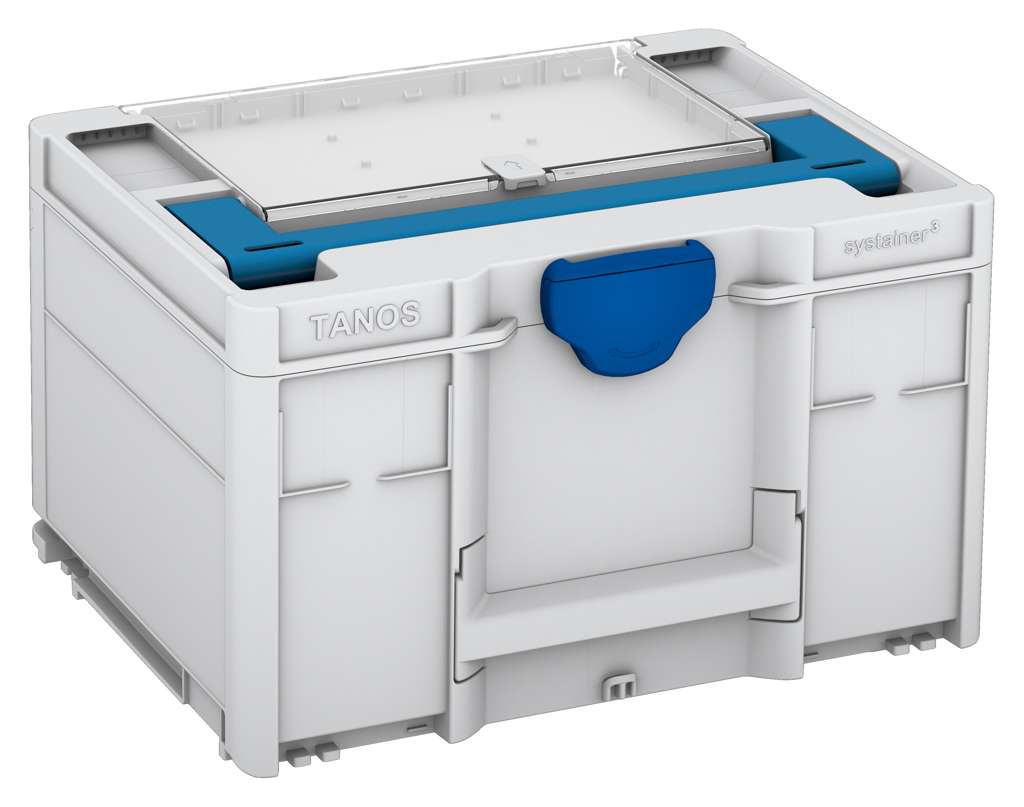 Systainer³ Lid Compartment M 237, Light Grey with Sky Blue lid handle and Signal Blue catches
