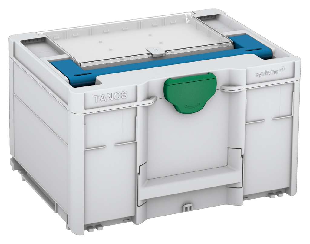 Systainer³ Lid Compartment M 237, Light Grey with Sky Blue lid handle and Signal Green catches
