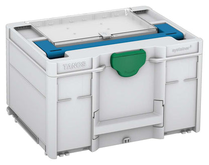 Systainer³ Lid Compartment M 237, Light Grey with Sky Blue lid handle and Signal Green catches