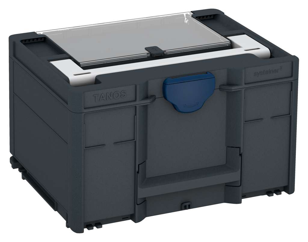 Systainer³ Lid Compartment M 237, Anthracite with Light Grey lid handle and Sapphire Blue catches