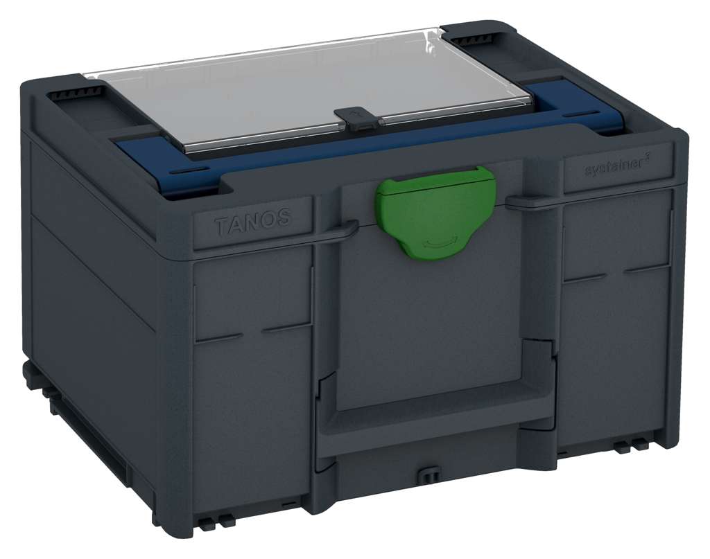 Systainer³ Lid Compartment M 237, Anthracite with Sapphire Blue lid handle and Emerald Green catches
