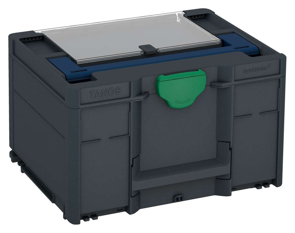 Systainer³ Lid Compartment M 237, Anthracite with Sapphire Blue lid handle and Signal Green catches