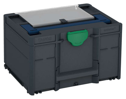 Systainer³ Lid Compartment M 237, Anthracite with Sapphire Blue lid handle and Signal Green catches