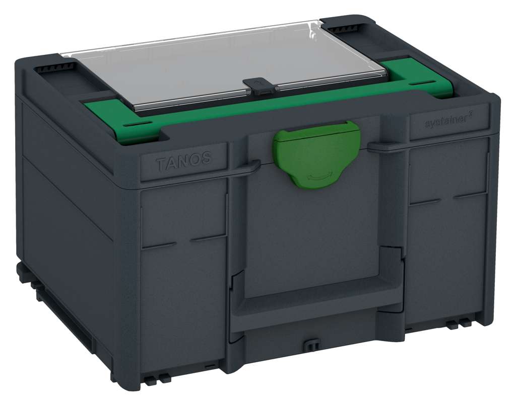 Systainer³ Lid Compartment M 237, Anthracite with Signal Green lid handle and Emerald Green catches