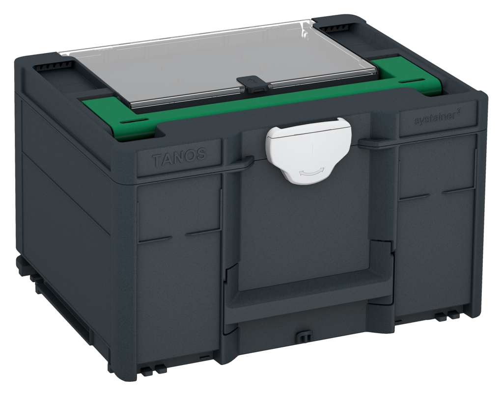 Systainer³ Lid Compartment M 237, Anthracite with Signal Green lid handle and Light Grey catches